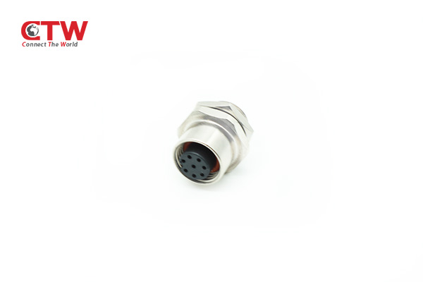  marine connector M12 A code 8 pin panel side connector 